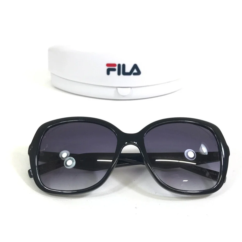 Fila Sunglasses SFI183 BLACK Butterfly Oversized Frame with Gray Gradient Lenses